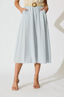 Light Blue Linen Cotton Blend Fenella Maxi Skirt