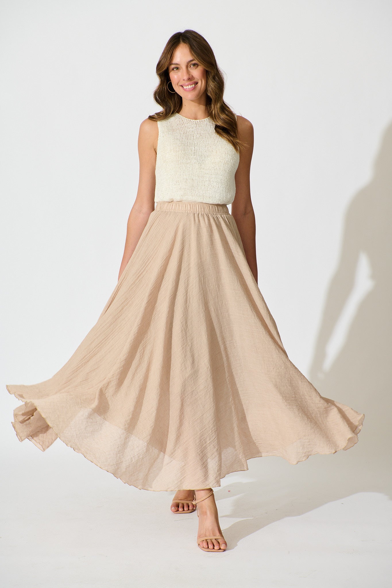 Taupe Cotton Leora Maxi Skirt