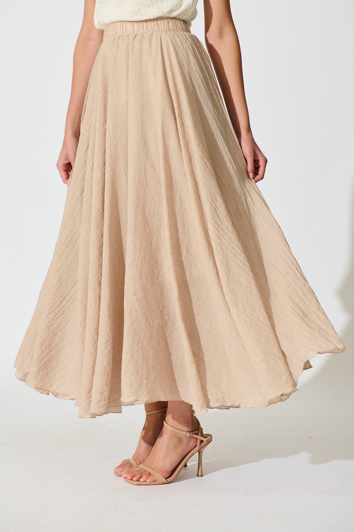 Taupe Cotton Leora Maxi Skirt