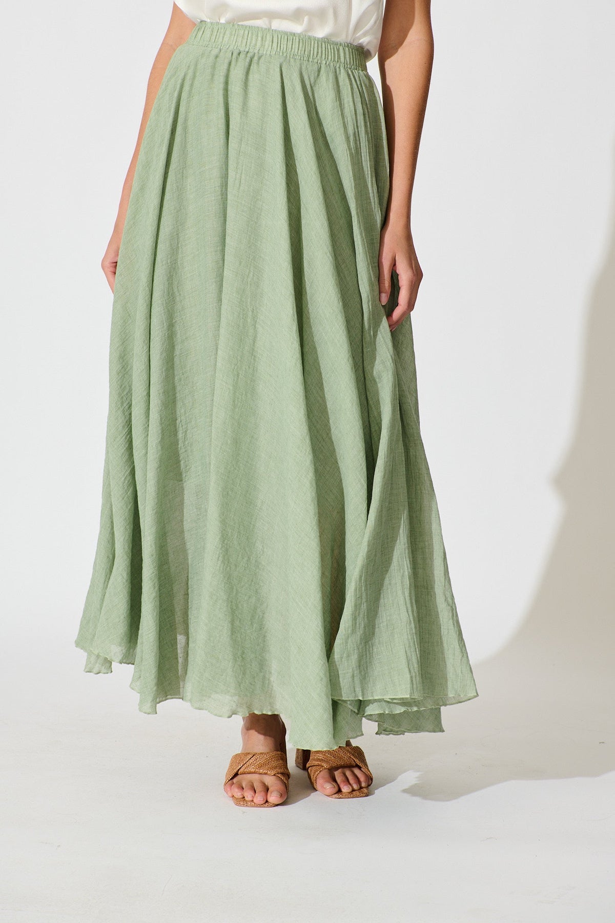 Sage Cotton Leora Maxi Skirt