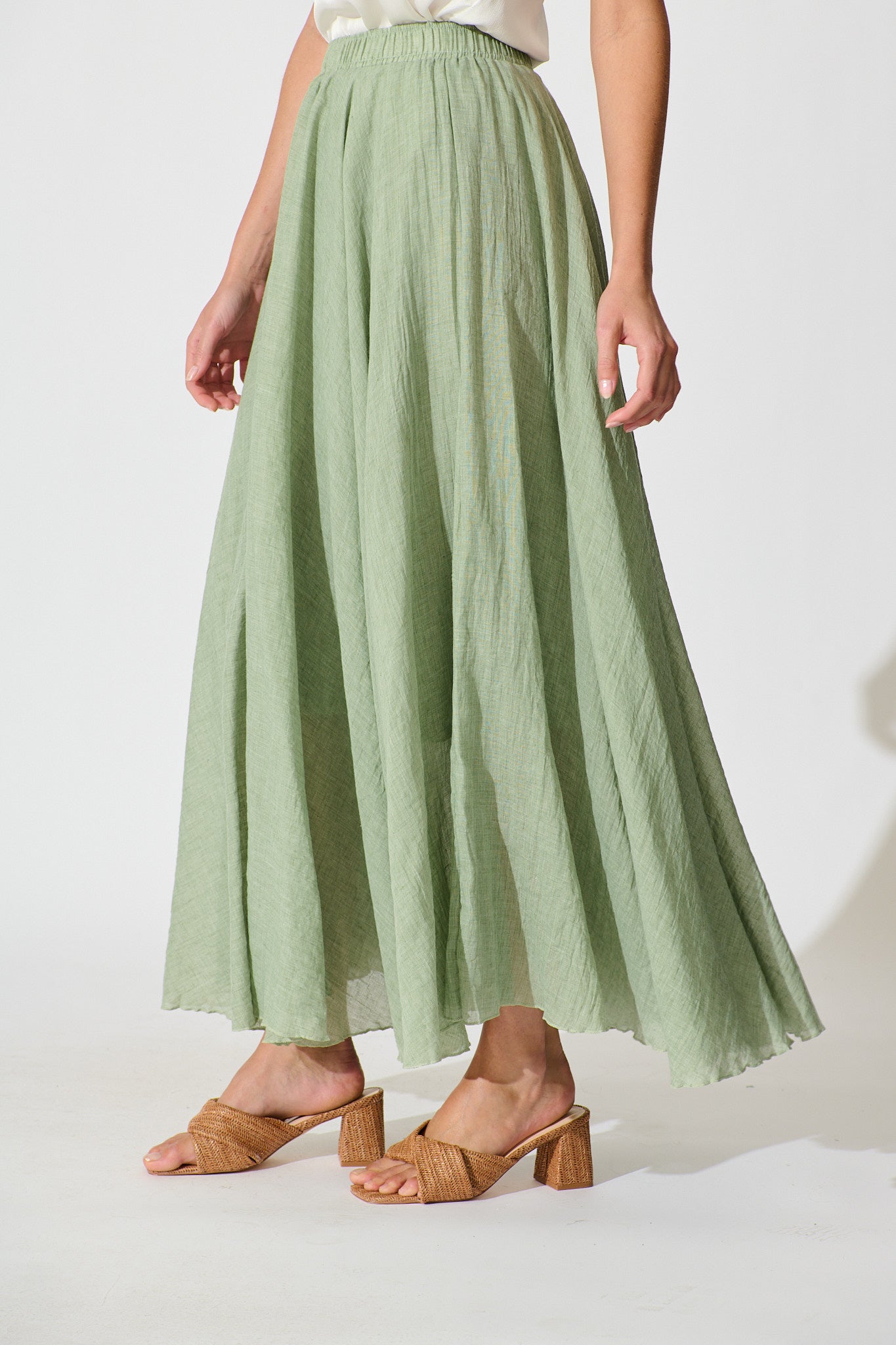 Sage Cotton Leora Maxi Skirt