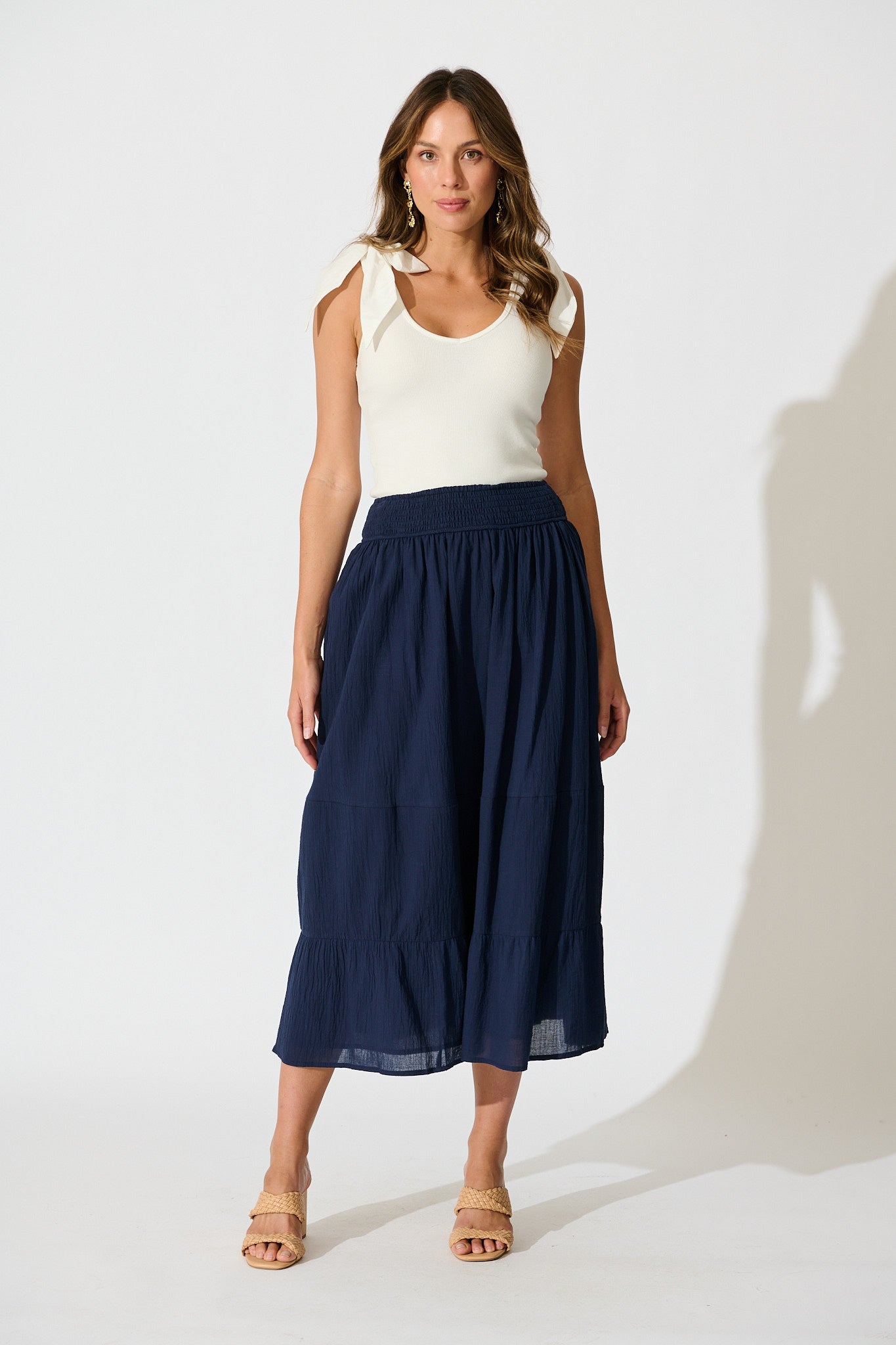 Navy Cotton Aina Maxi Skirt
