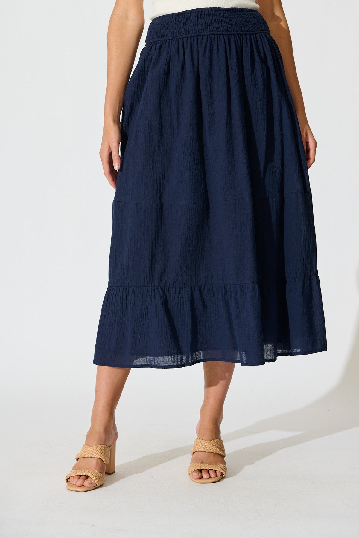 Navy Cotton Aina Maxi Skirt