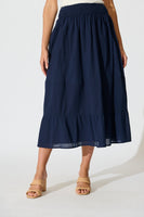 Navy Cotton Aina Maxi Skirt