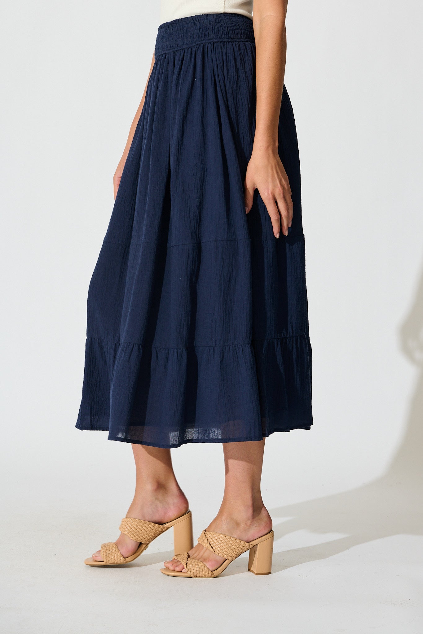 Navy Cotton Aina Maxi Skirt