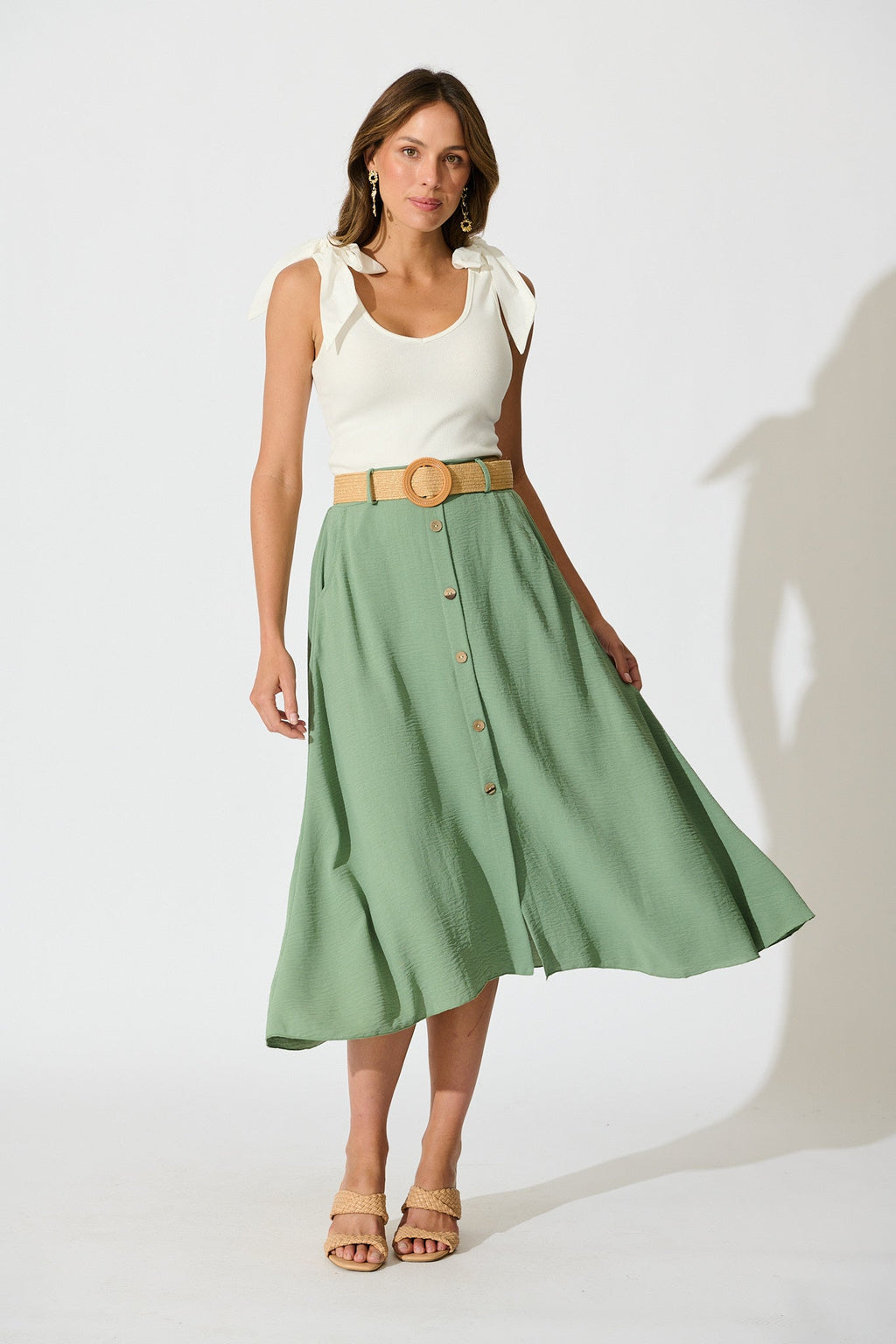 Sage Fawn Maxi Skirt with Belt