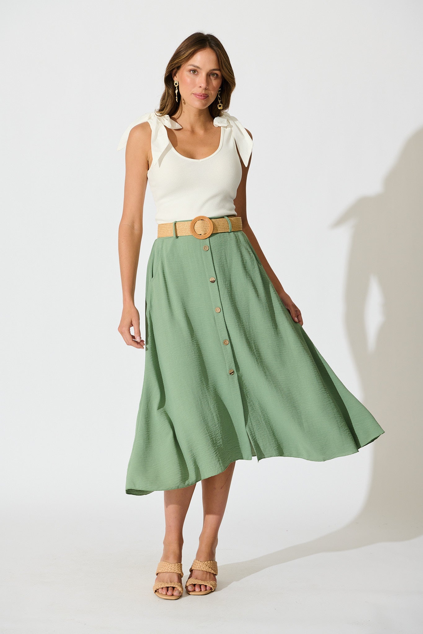 Sage Fawn Maxi Skirt with Belt