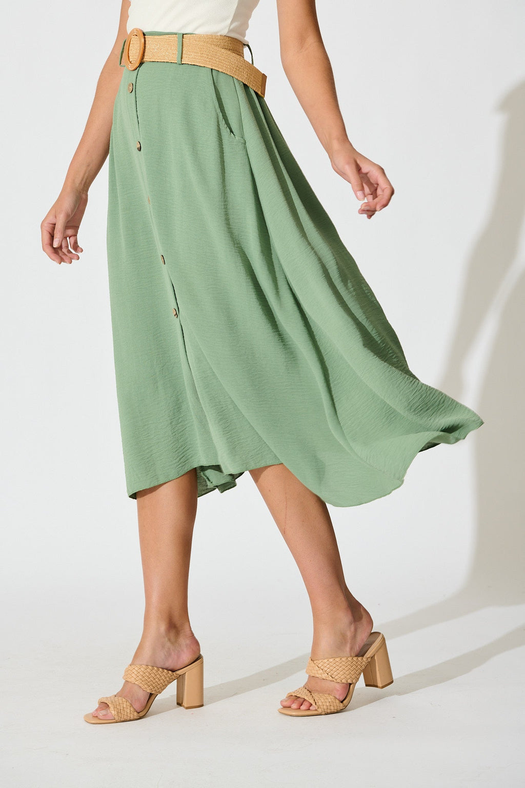 Sage Fawn Maxi Skirt with Belt
