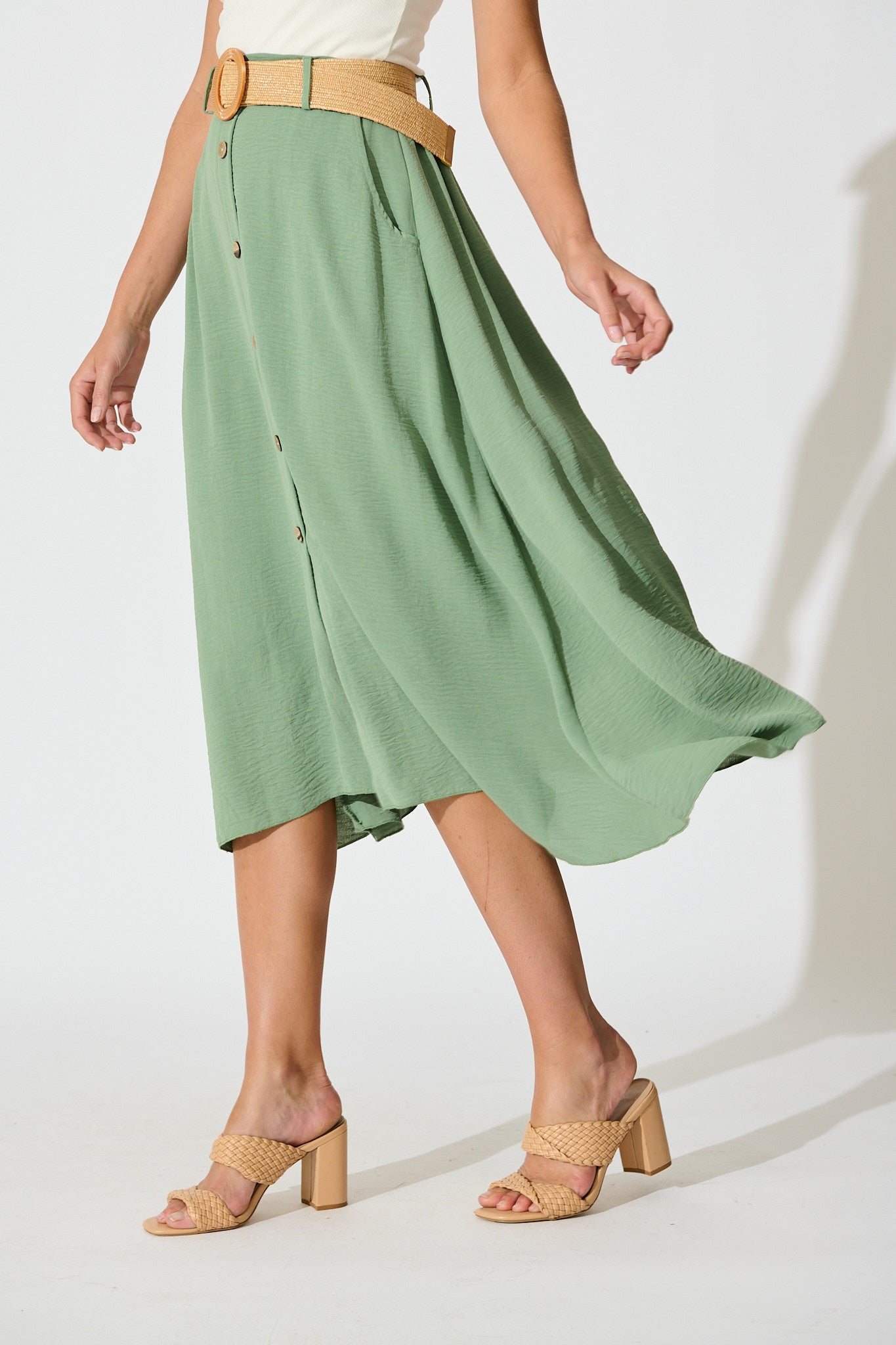 Sage Fawn Maxi Skirt with Belt