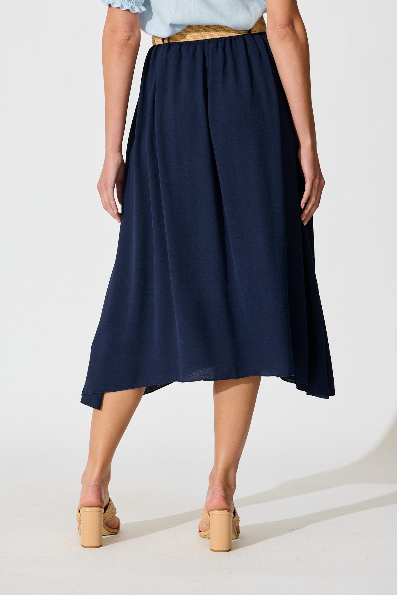 Navy Fawn Maxi Skirt with Belt