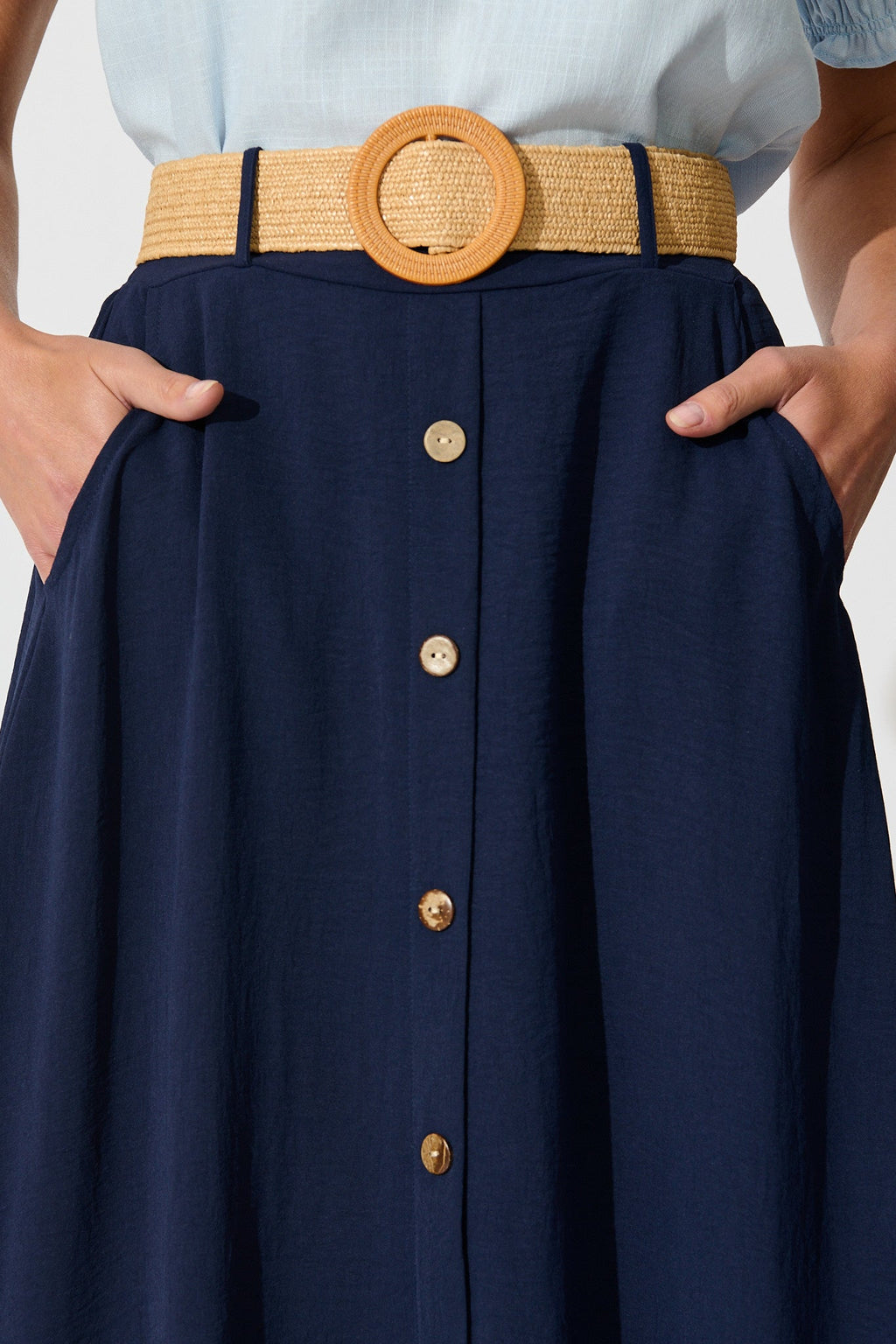 Navy Fawn Maxi Skirt with Belt