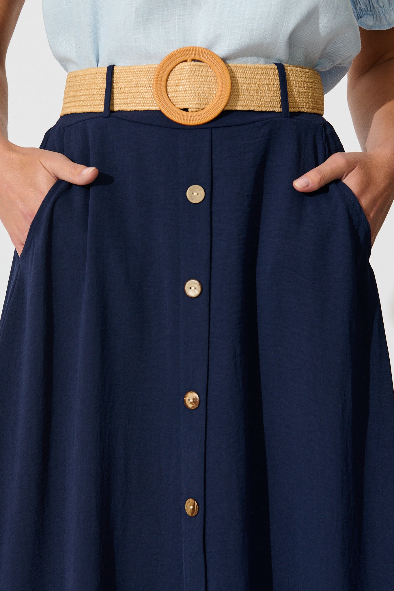 Navy Fawn Maxi Skirt with Belt