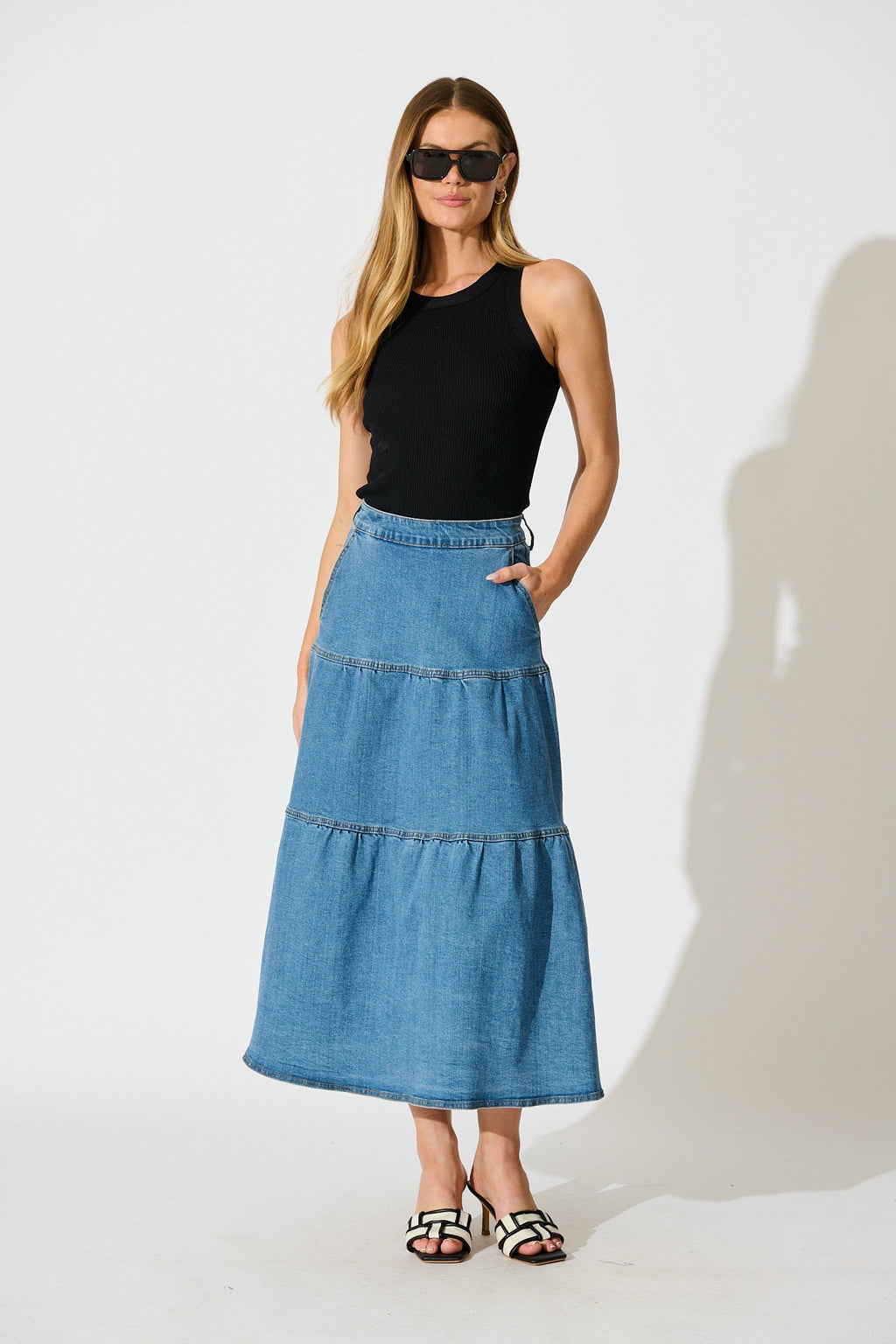 Blue Marlon Maxi Denim Skirt