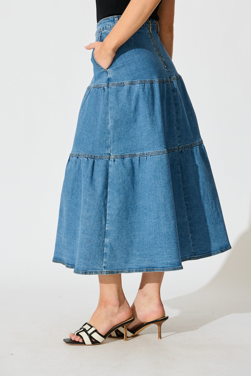 Blue Marlon Maxi Denim Skirt