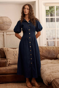 Indigo Denim Midi Dress