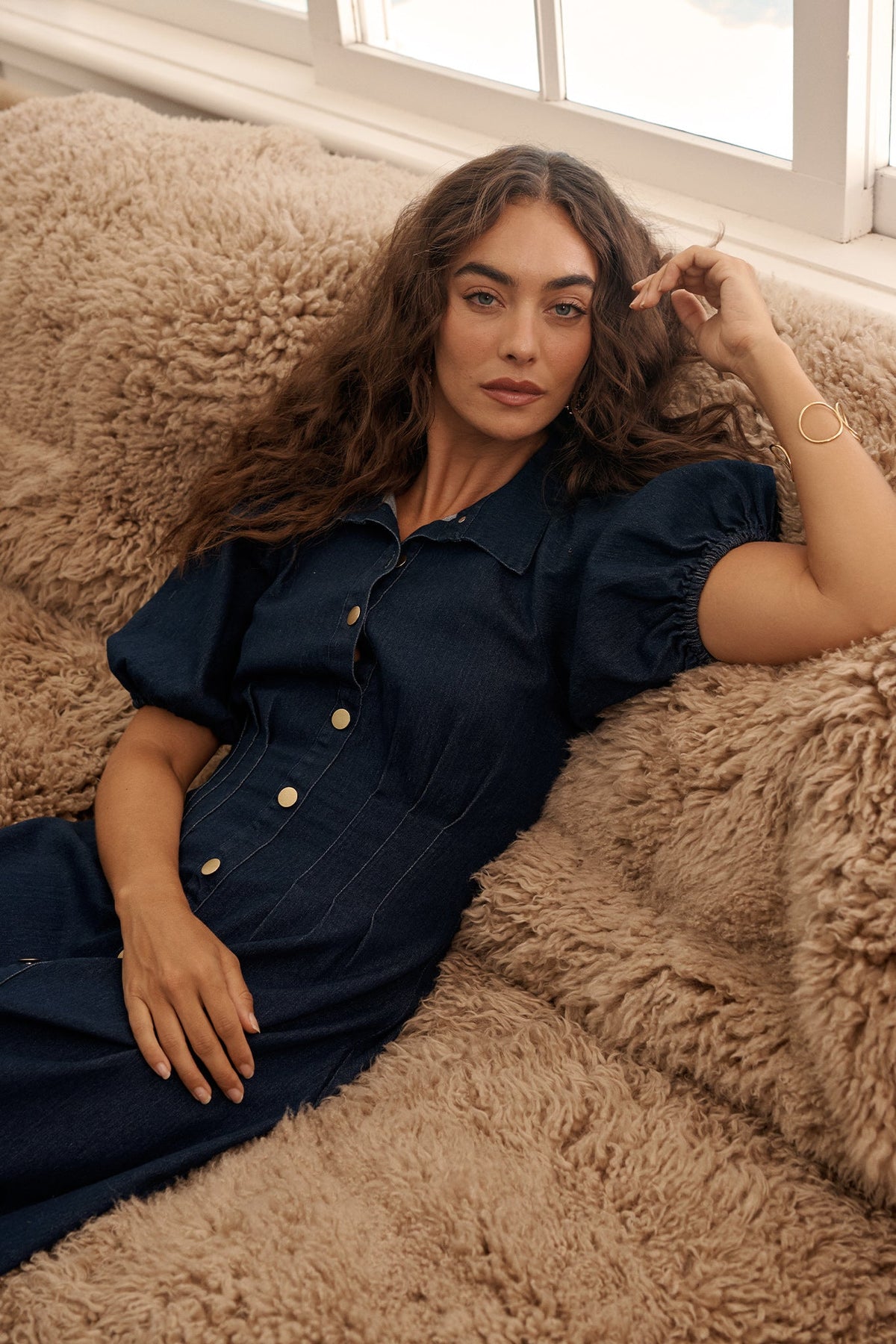 Indigo Denim Midi Dress