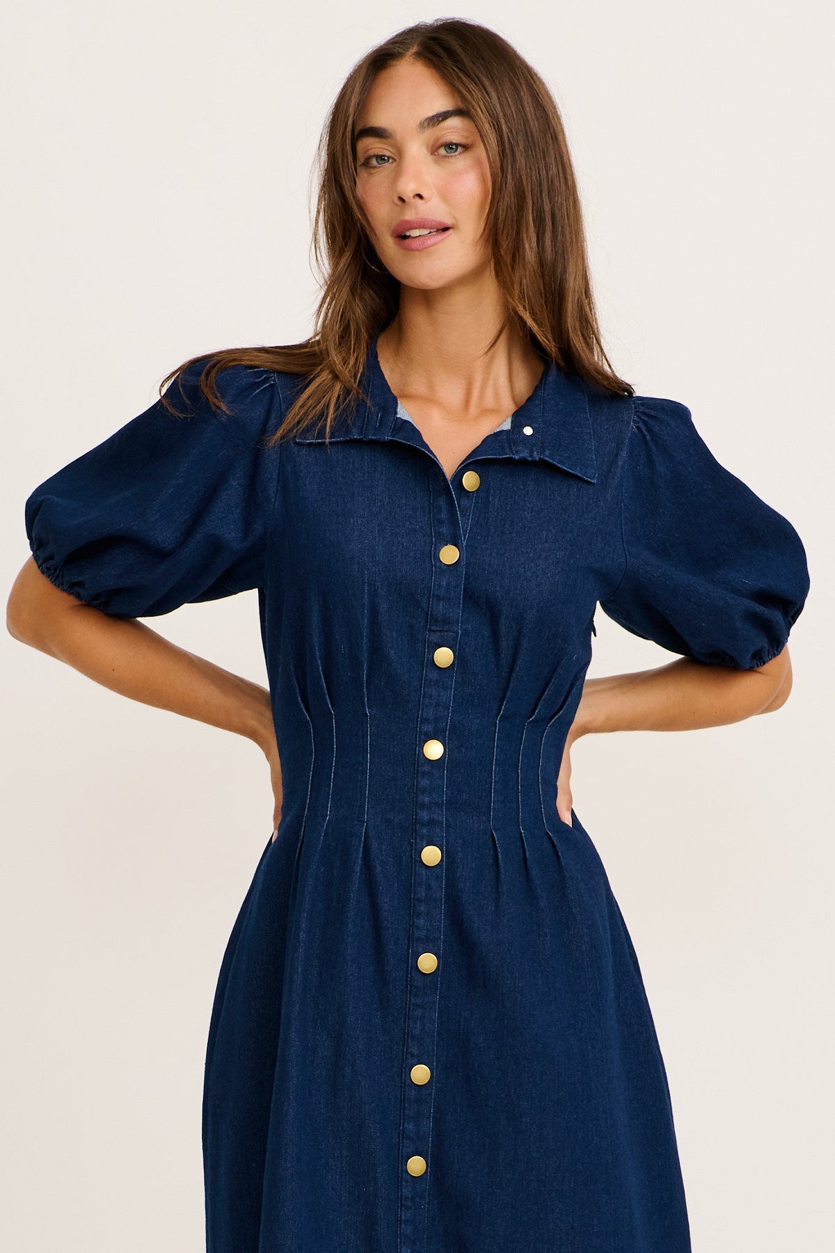 Indigo Denim Midi Dress