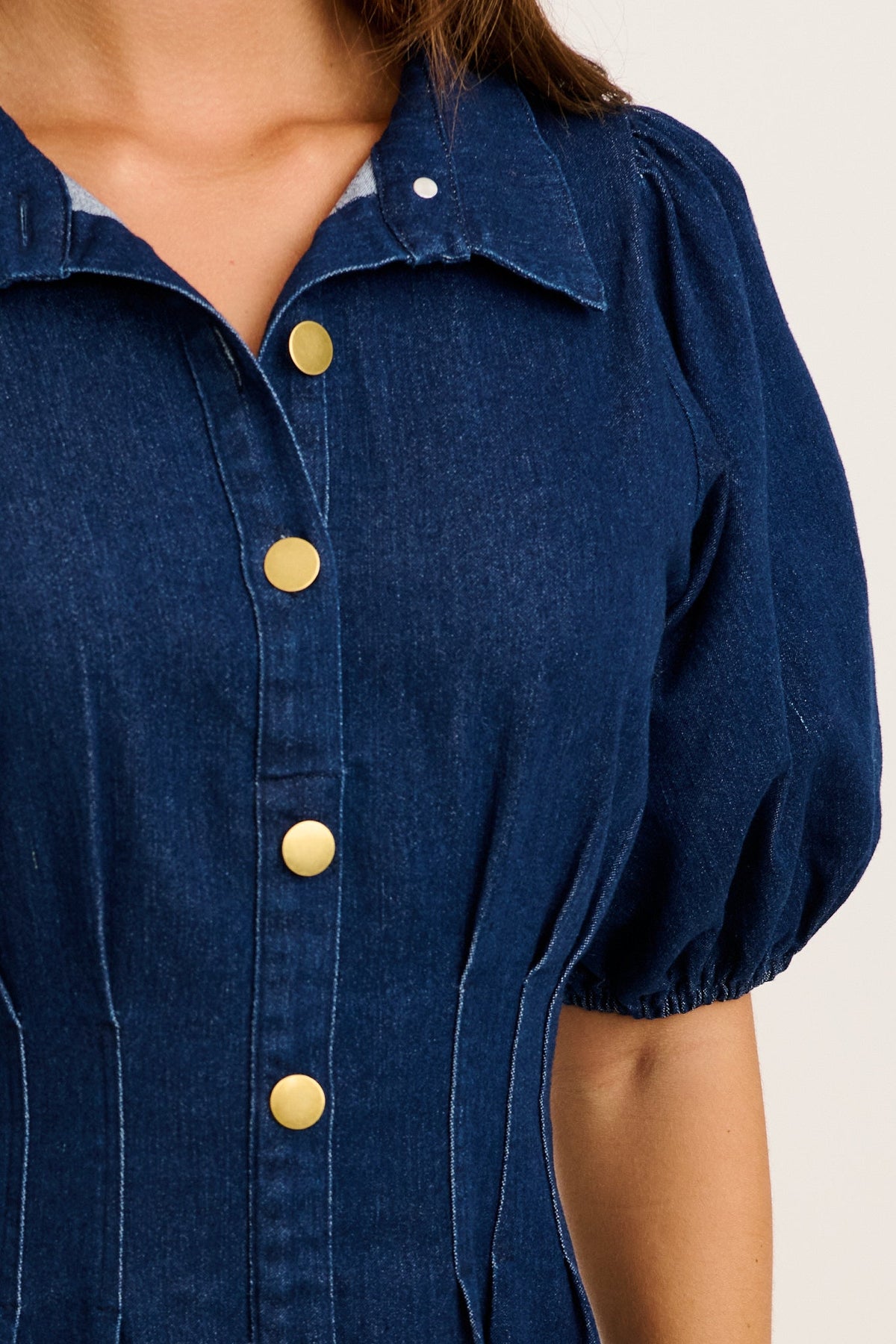 Indigo Denim Midi Dress