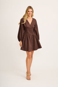 Chocolate Cotton Fit and Flare Dress