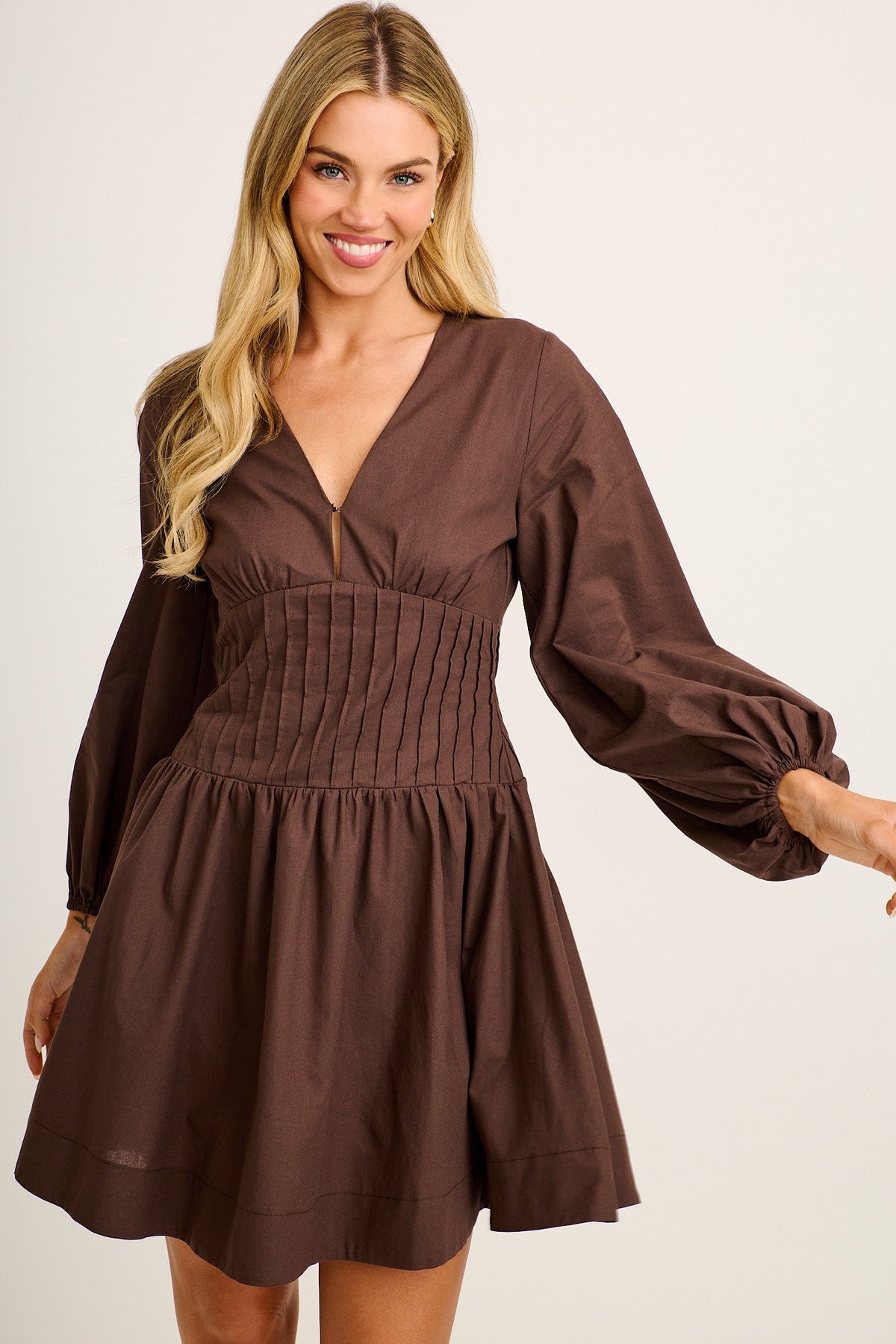 Chocolate Cotton Fit and Flare Dress