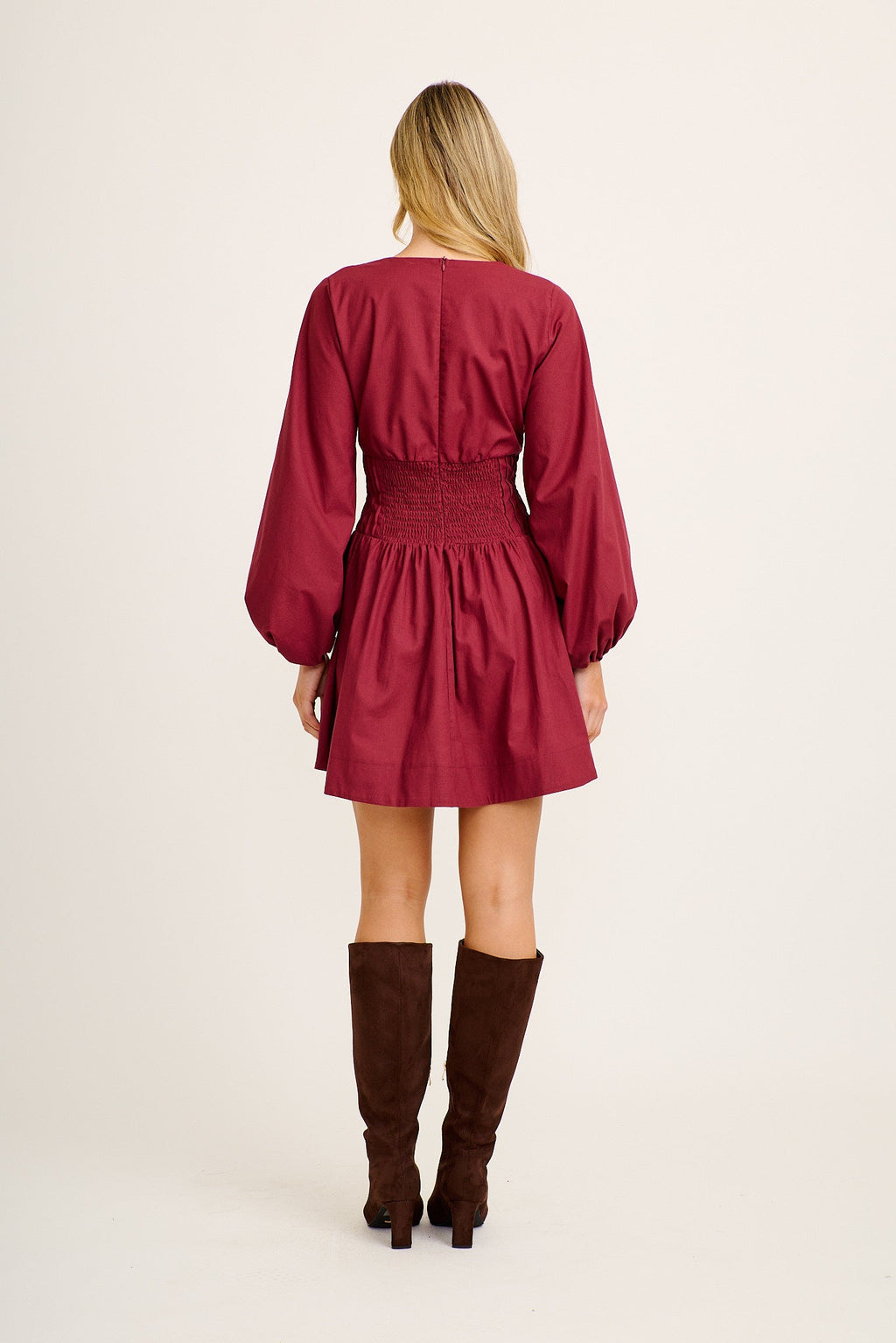 Wine Cotton Mini Dress