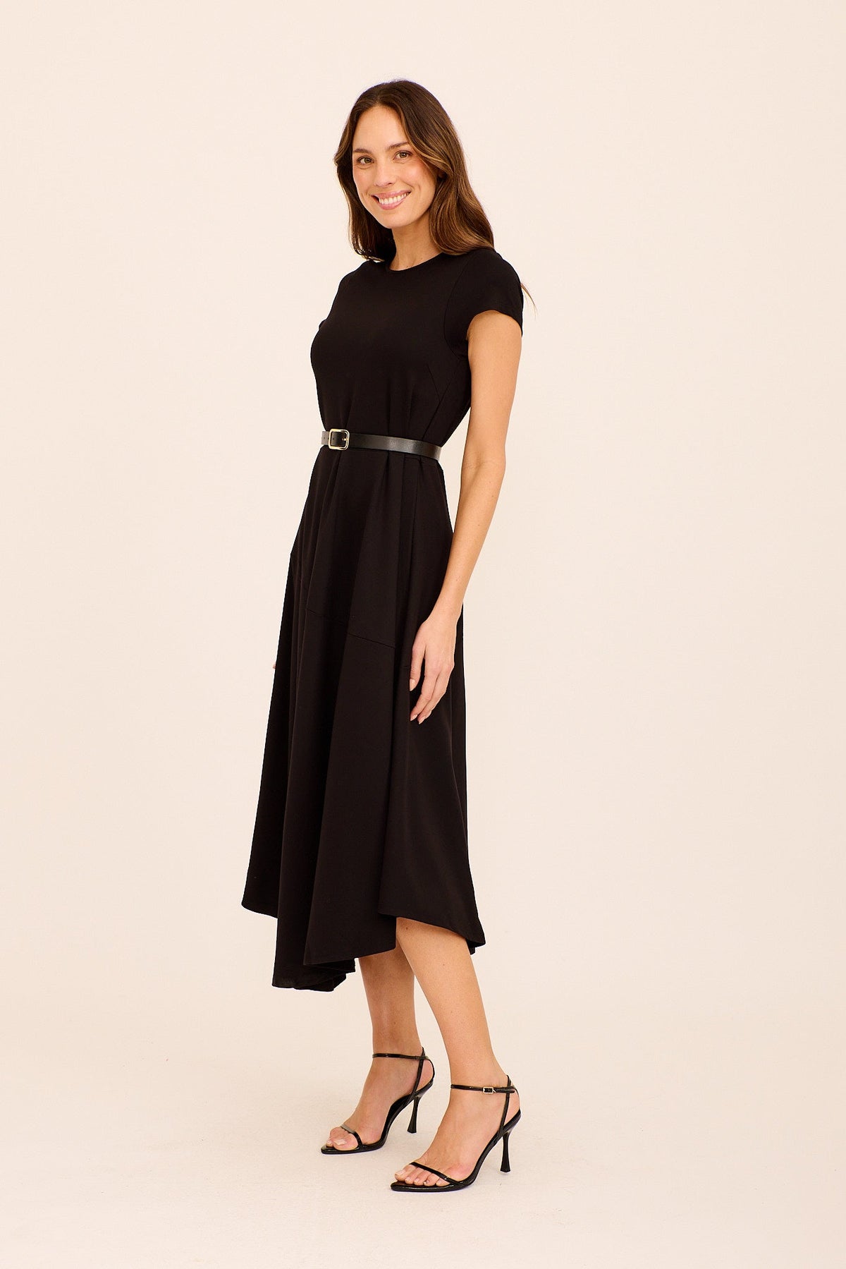 Black Belted Midi Dress