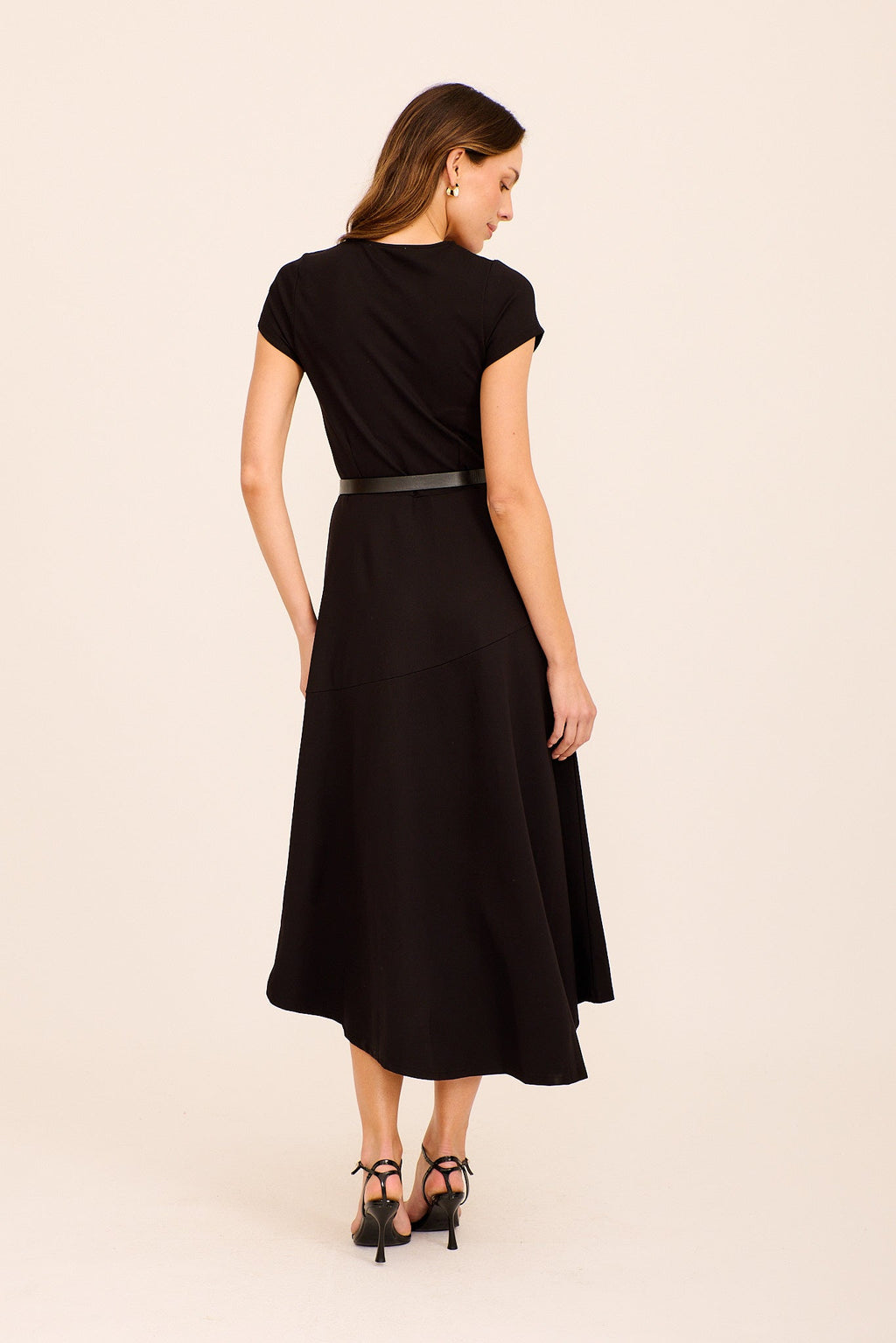 Black Belted Midi Dress