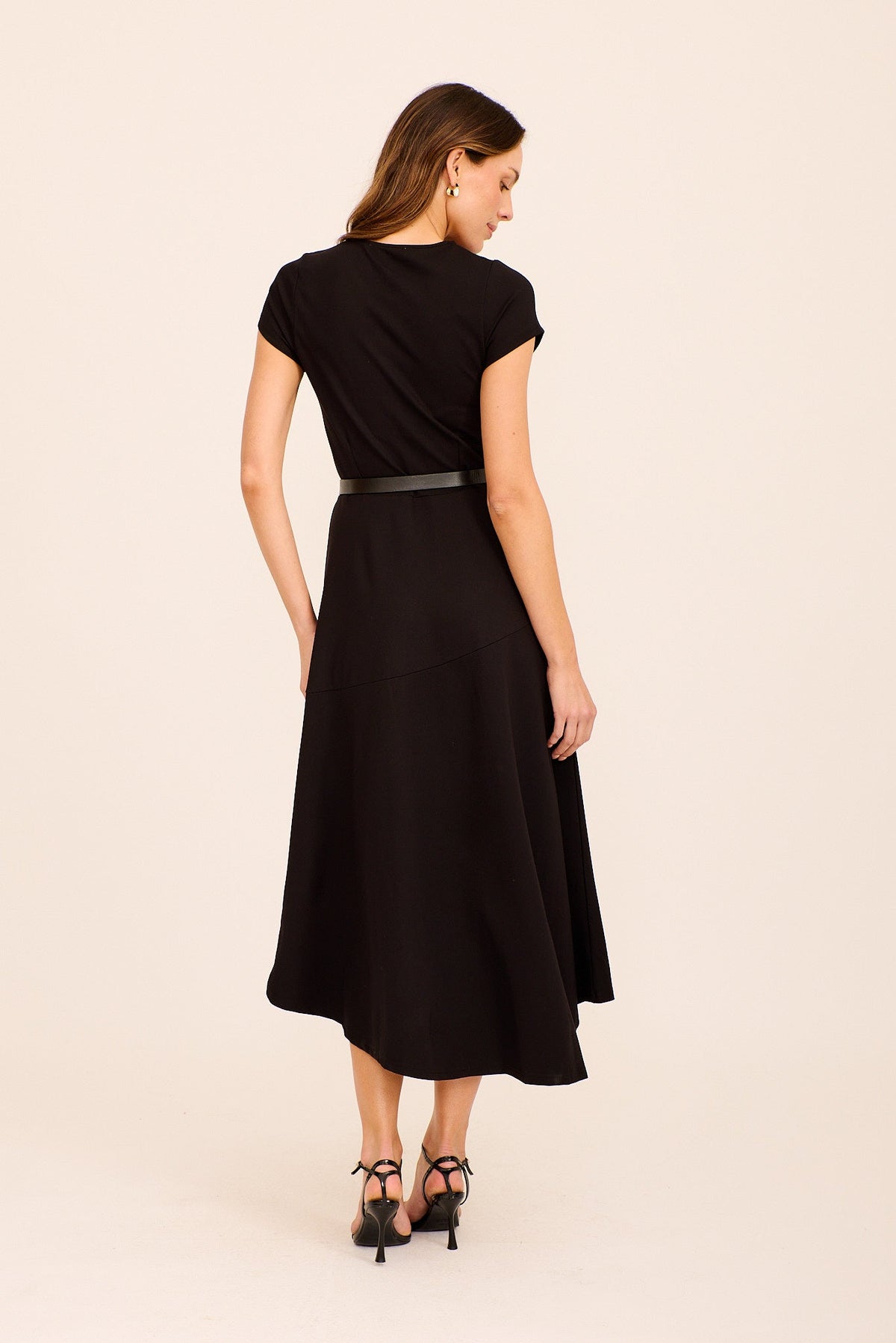 Black Belted Midi Dress