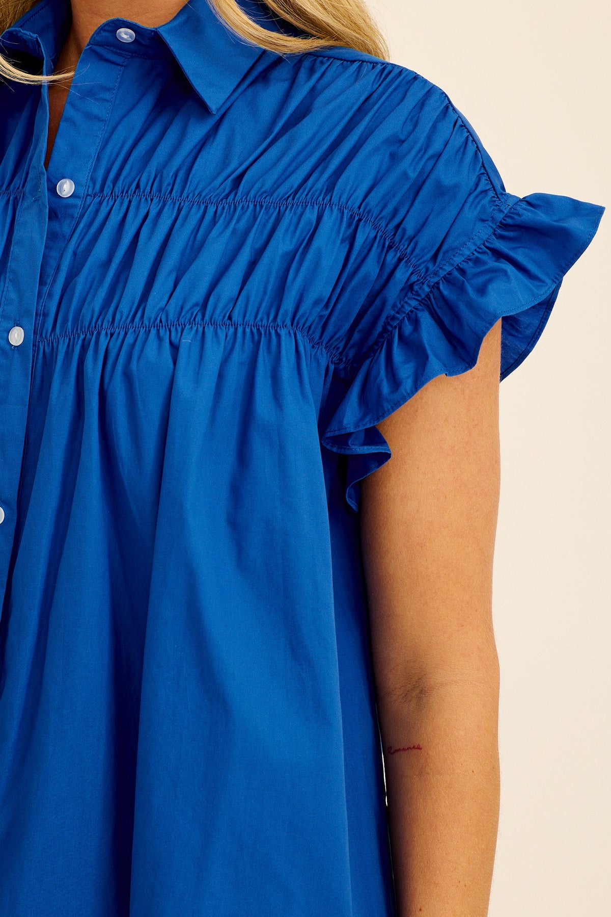 Cobalt Blue Cotton Smock Dress
