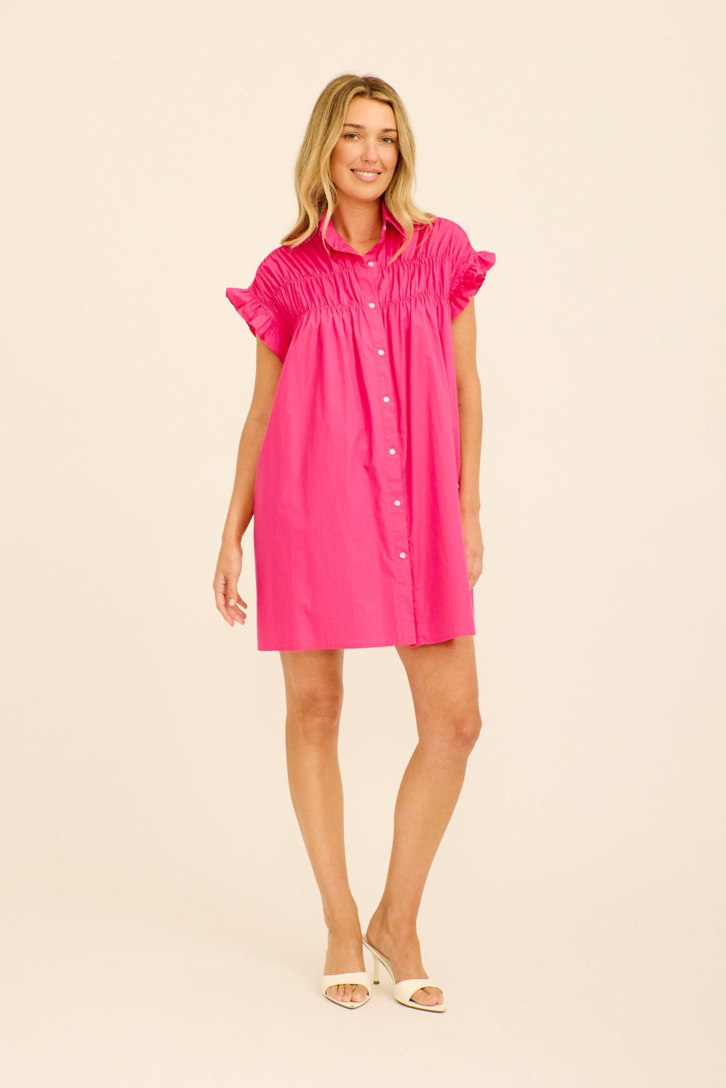 Pink Cotton Smock Dress