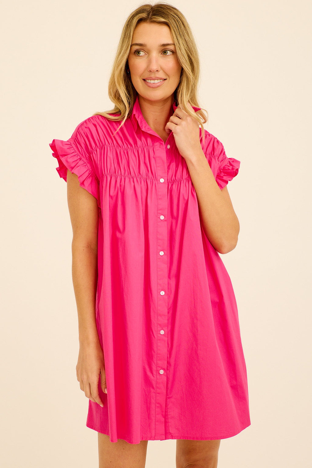 Pink Cotton Smock Dress