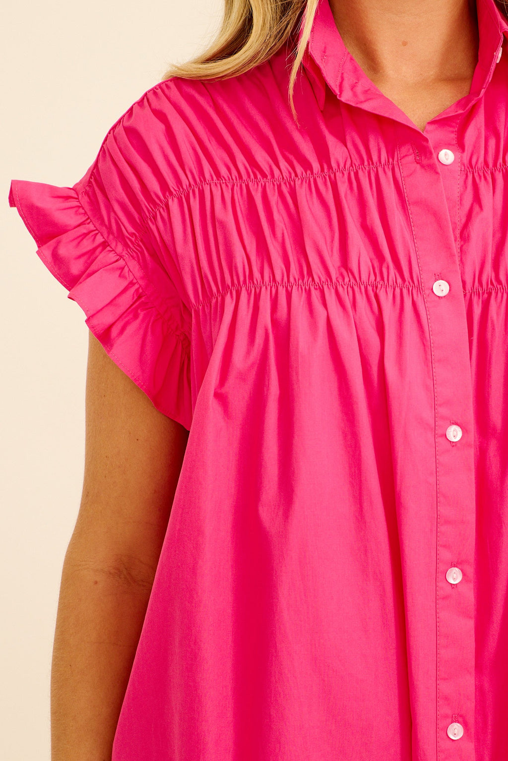 Pink Cotton Smock Dress