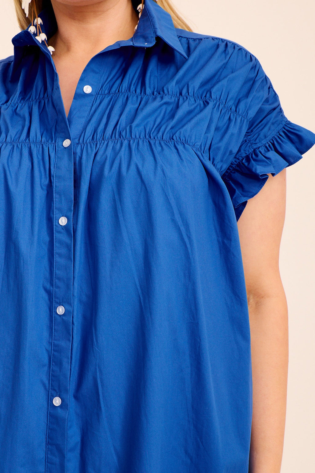 Cobalt Blue Cotton Smock Dress