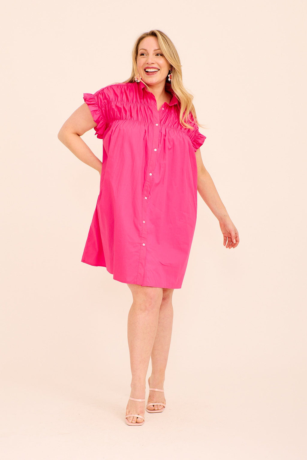 Pink Cotton Smock Dress