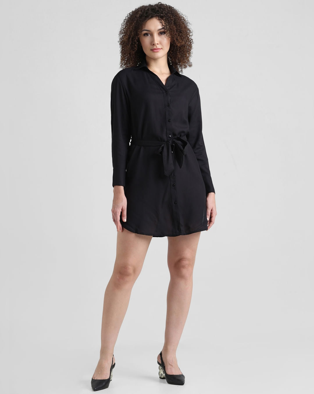 Chic Black Short Shirt Dress