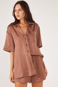 Brown Rico Shirt with Short Sleeves
