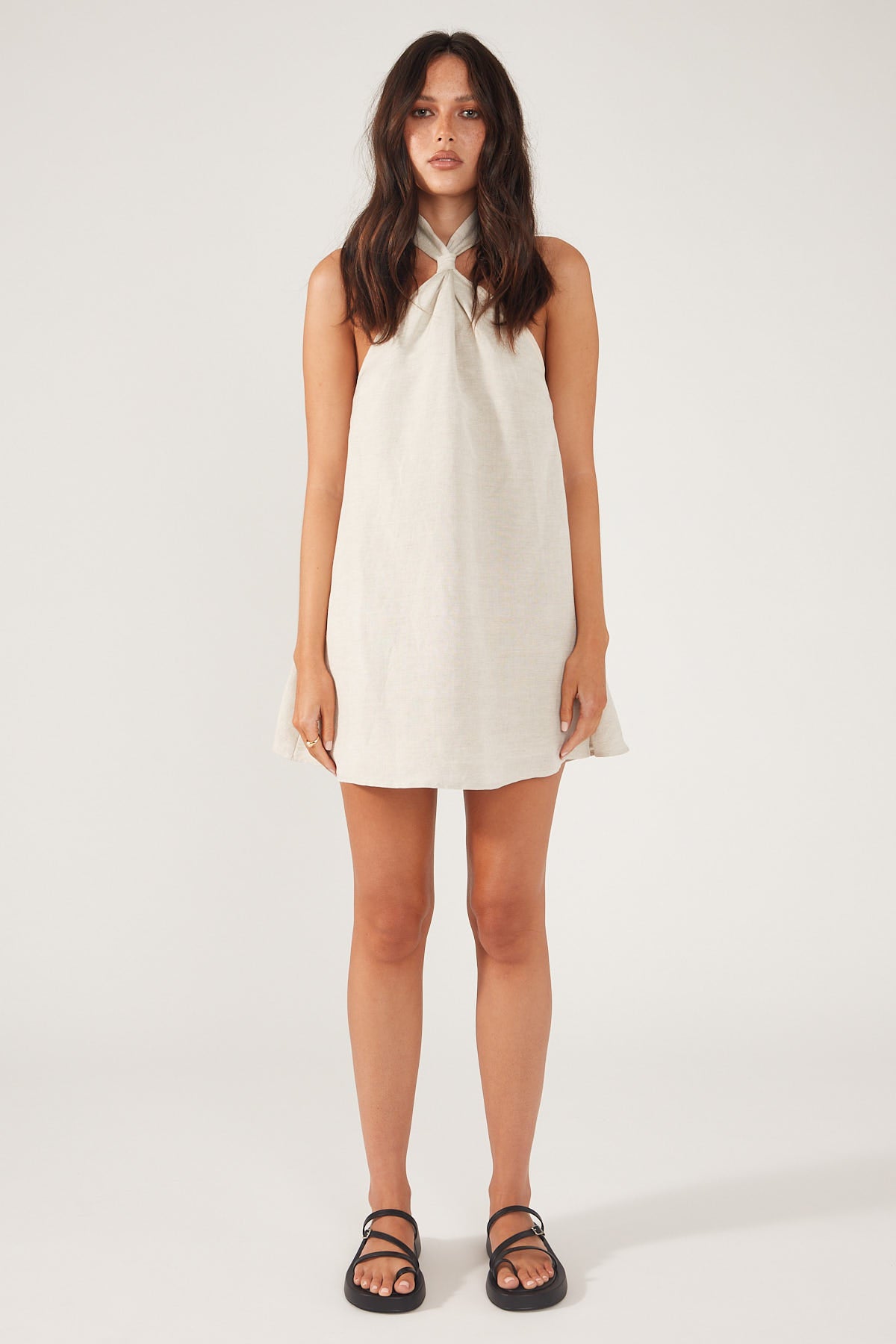 Oatmeal Tobago Linen Mini Dress