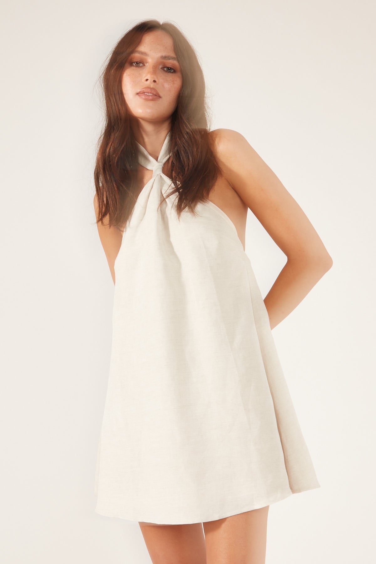 Oatmeal Tobago Linen Mini Dress