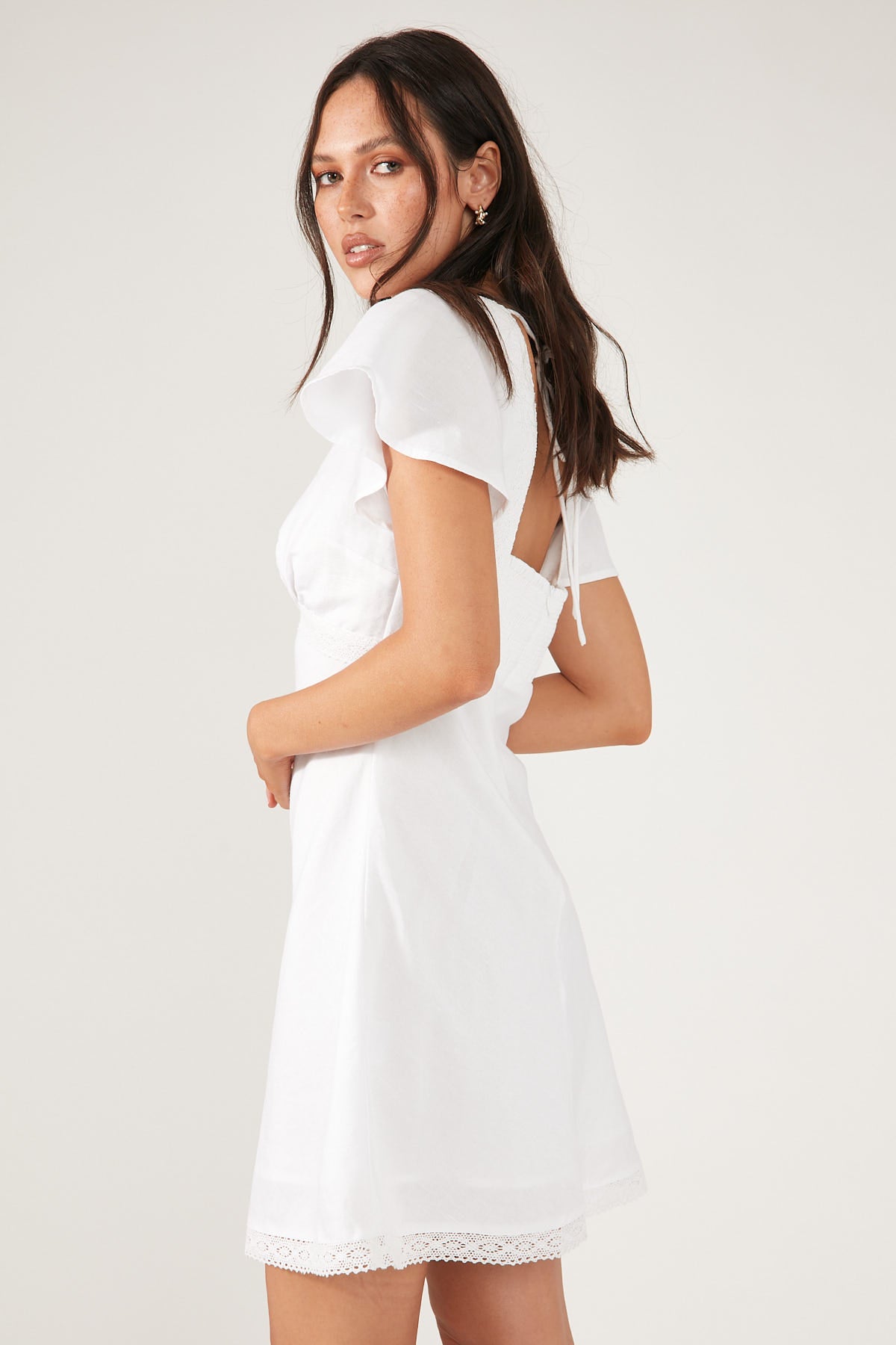 White Linen Mini Dress