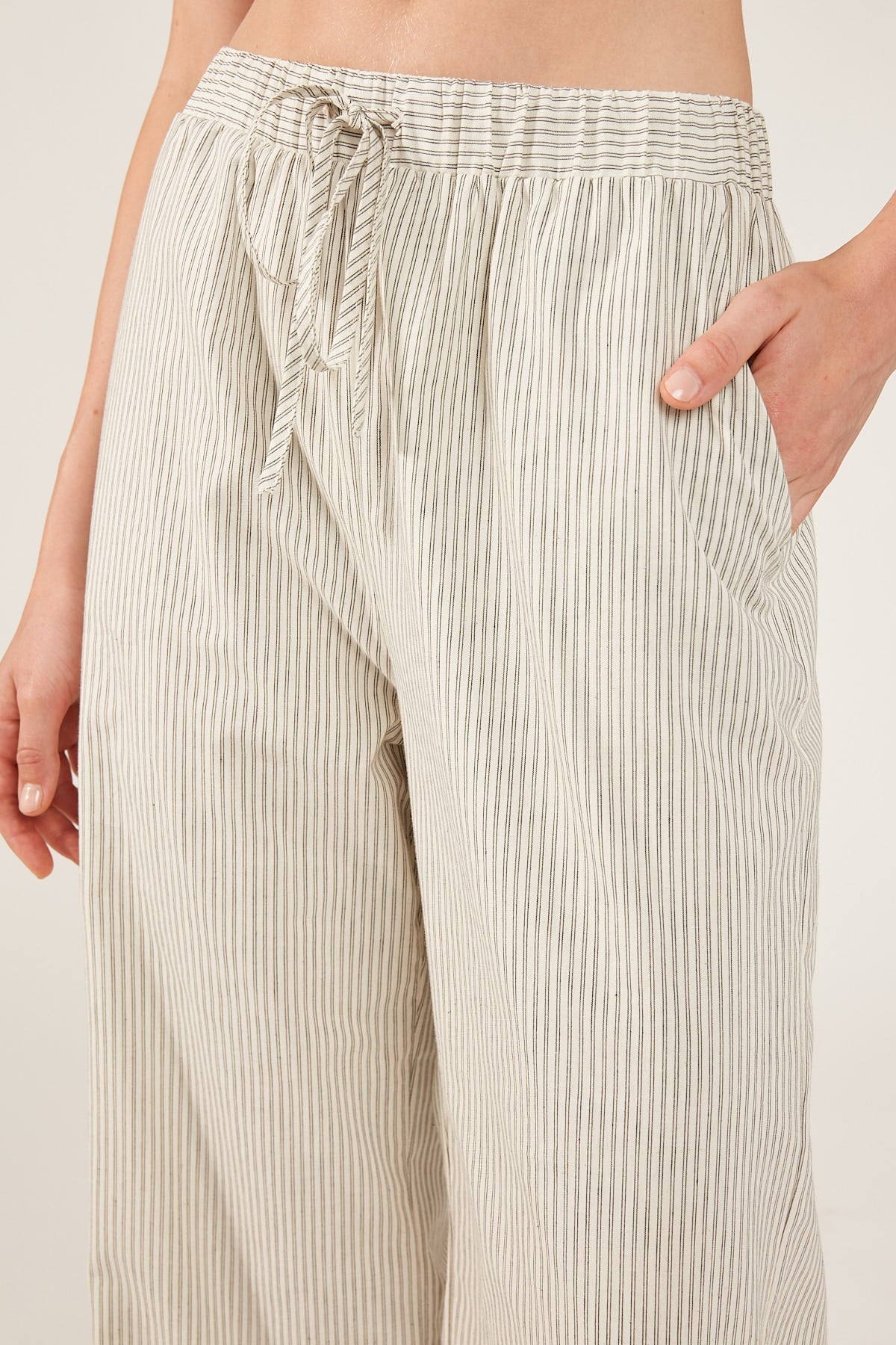 White Stripe Drawcord Trousers