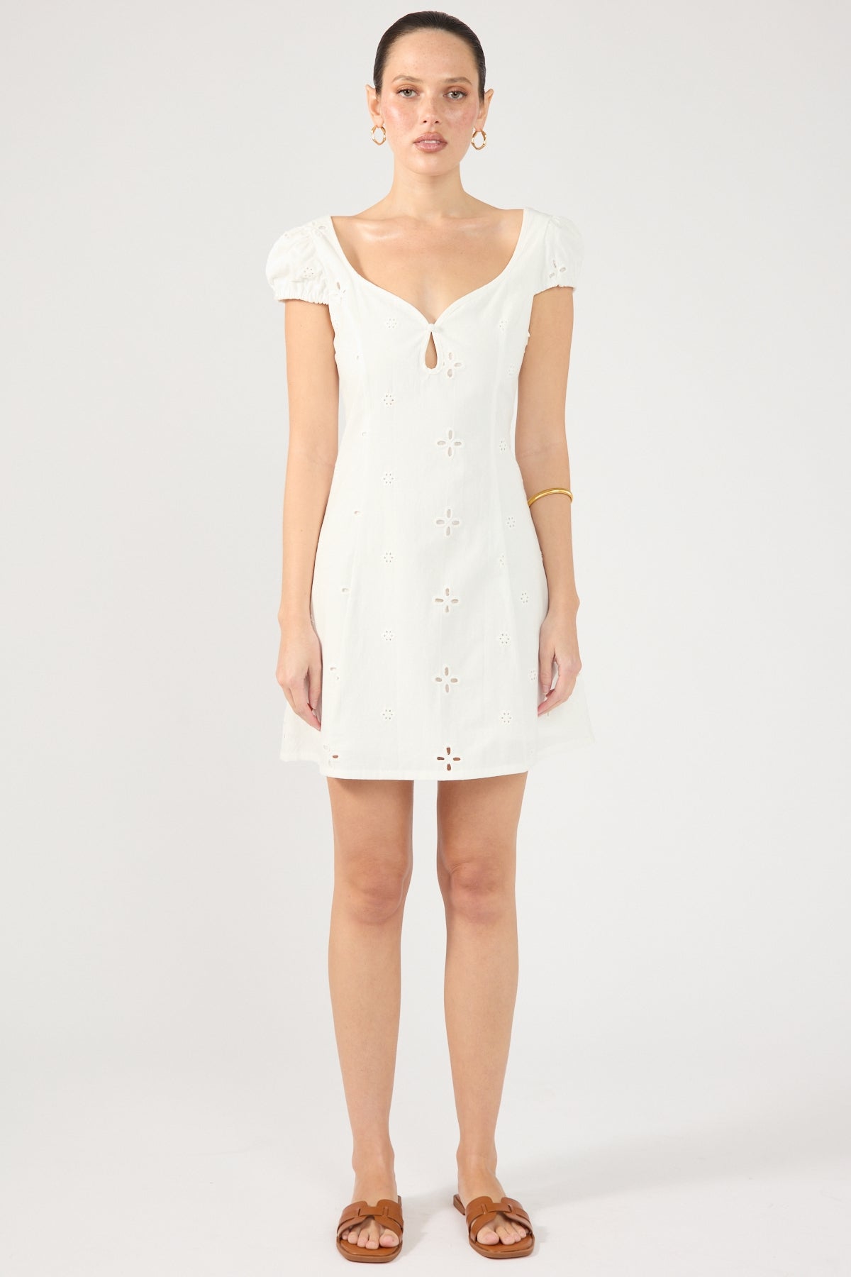 White Lace Detail Mini Dress