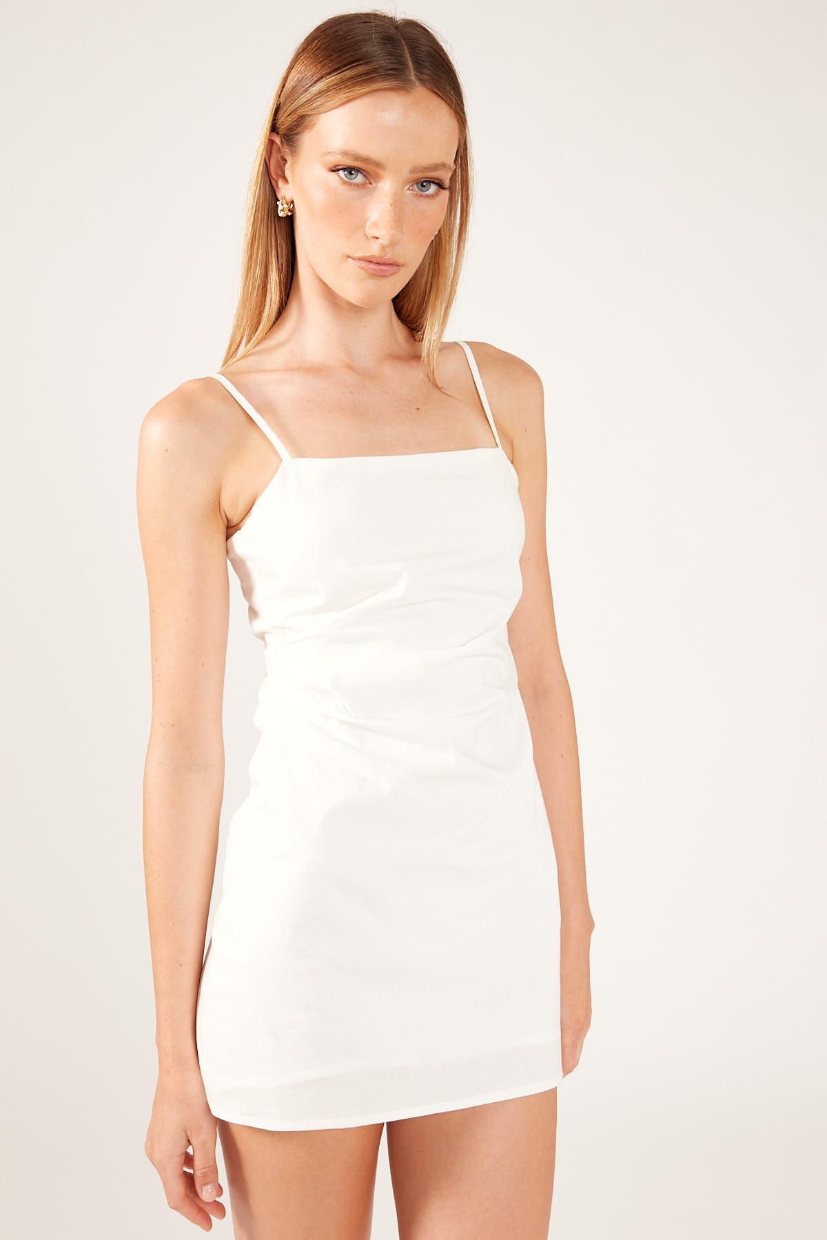White Sofia Tucked Mini Dress