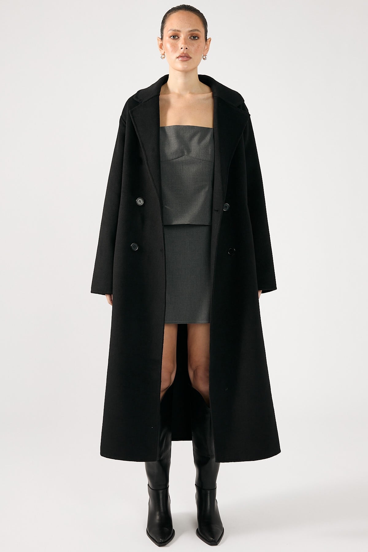 Black Asher Long-Line Coat