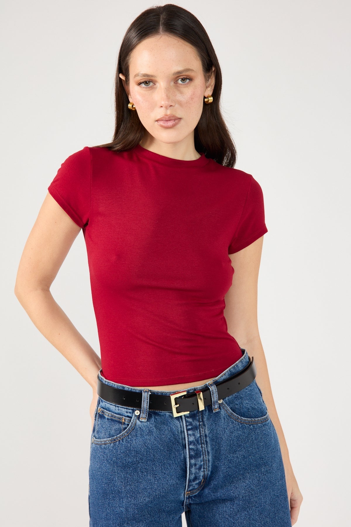 Wine Cap Sleeve Tee