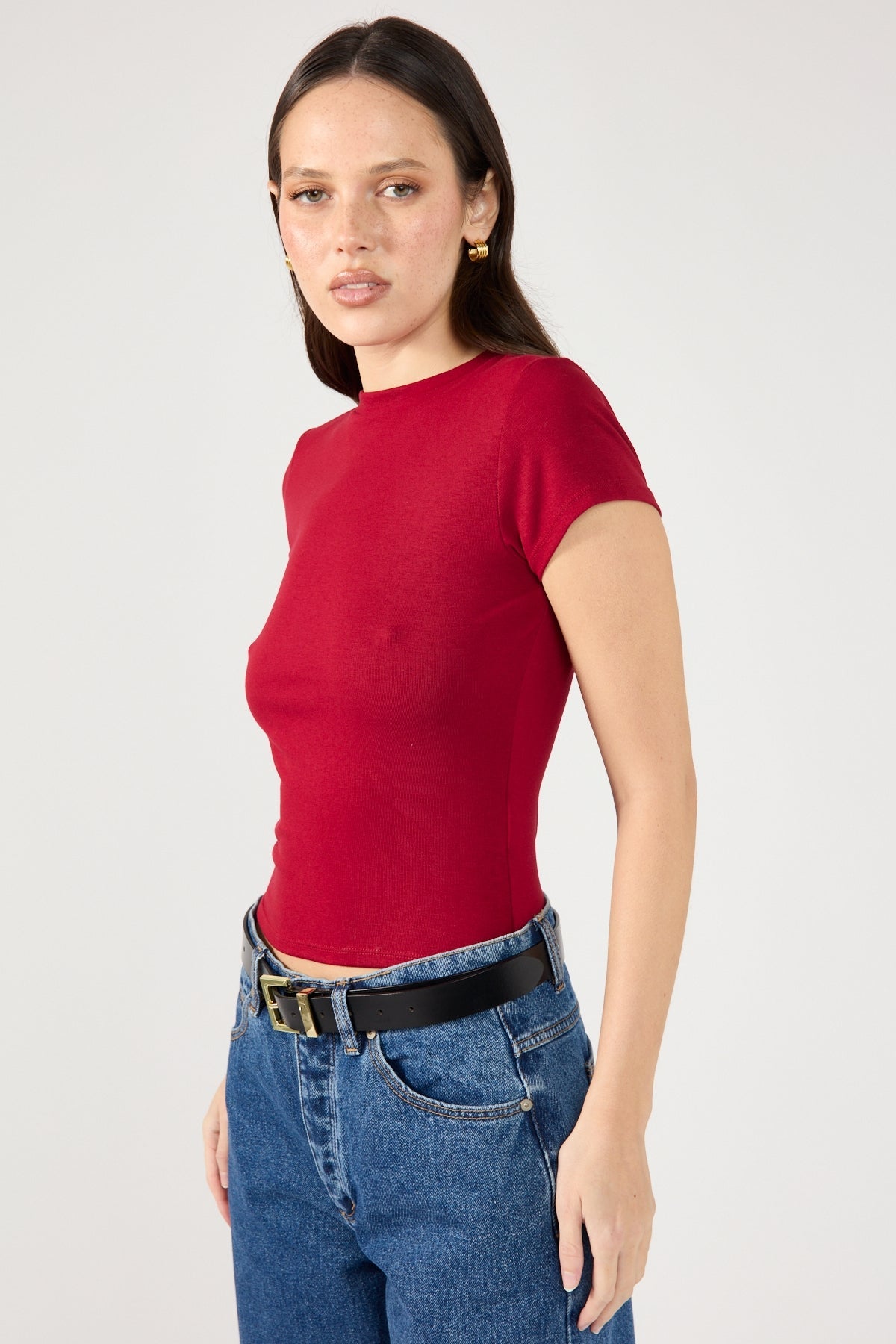 Wine Cap Sleeve Tee