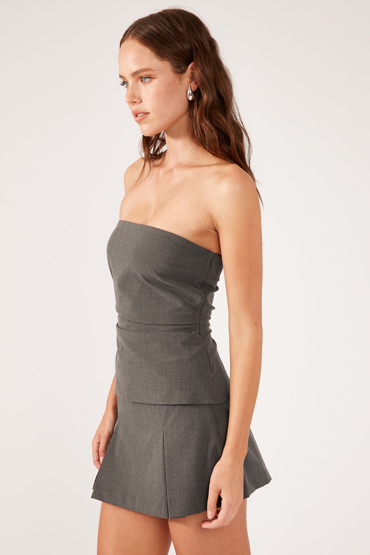 Grey Box Pleat Skort