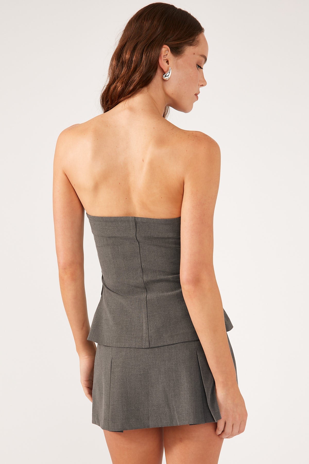 Grey Box Pleat Skort