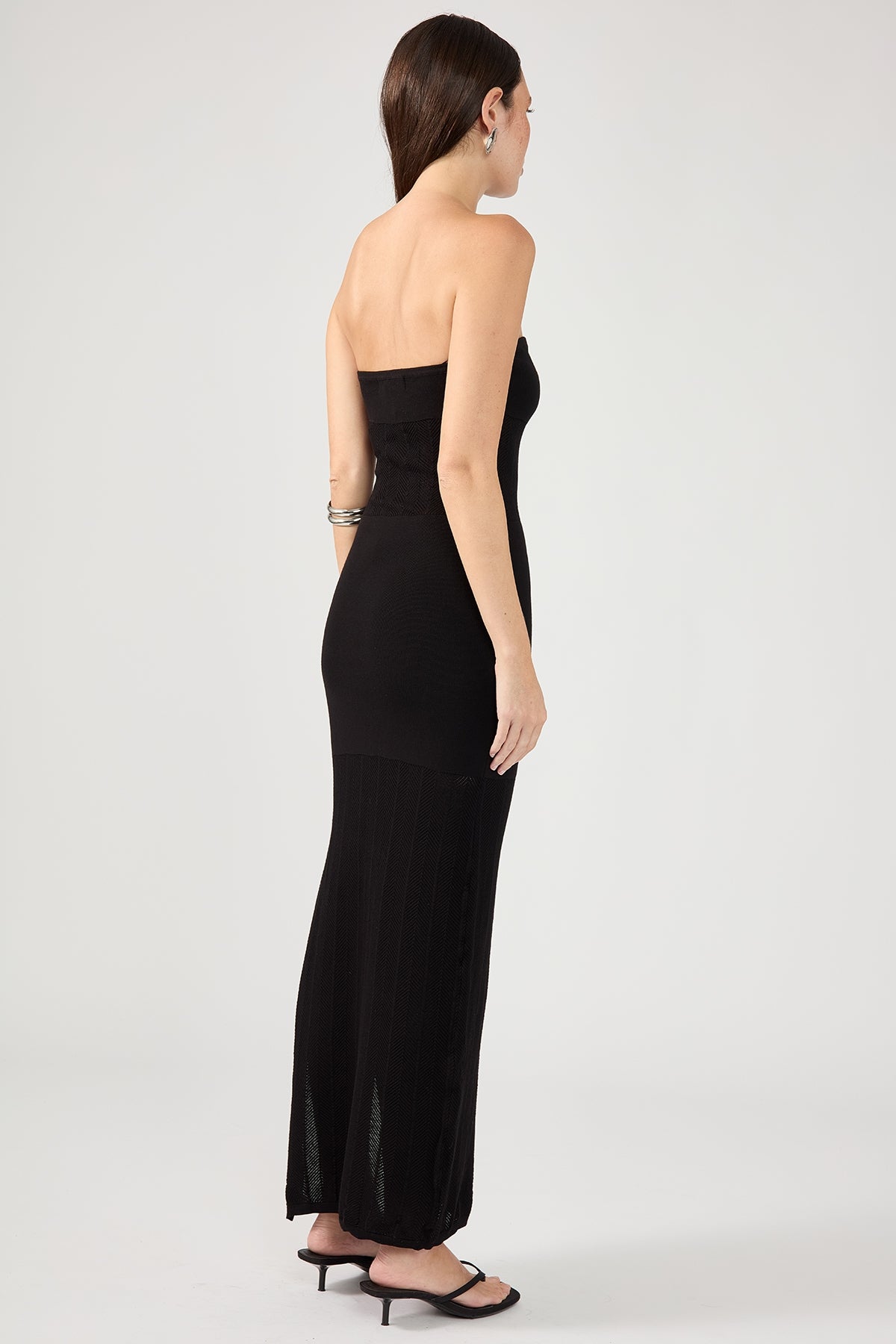 Black Strapless Knit Maxi Dress