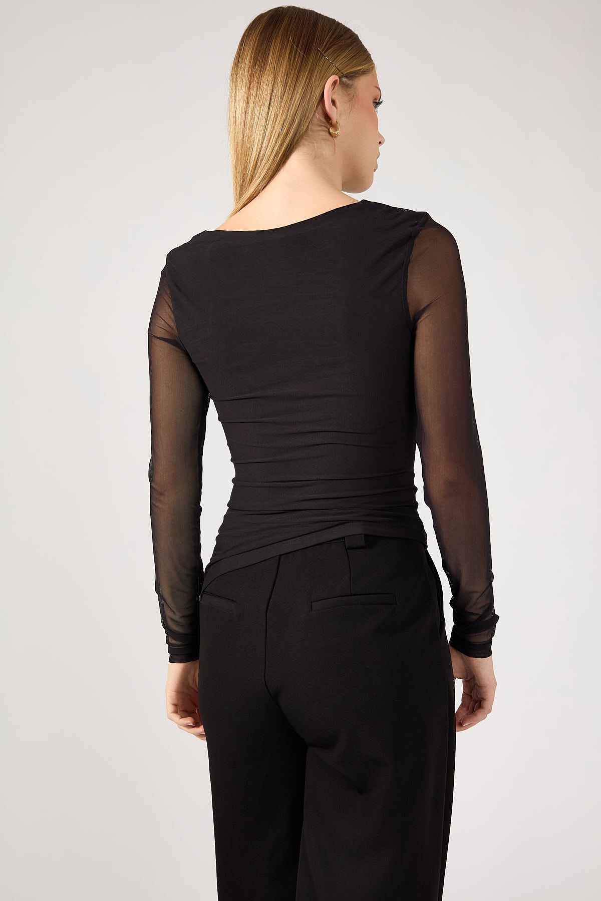 Charcoal Diane Ruched Long Sleeve Top