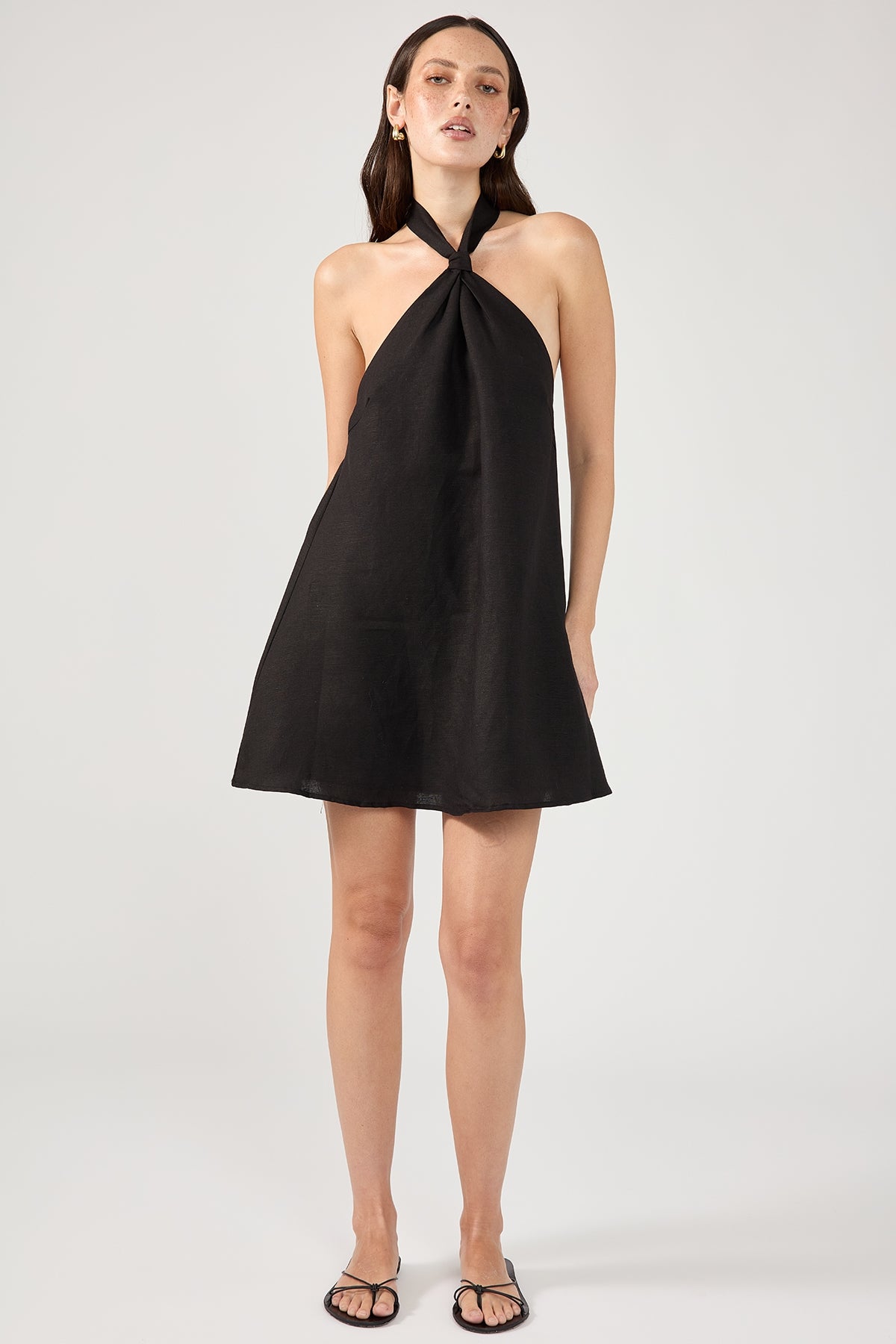 Black Linen Mini Dress